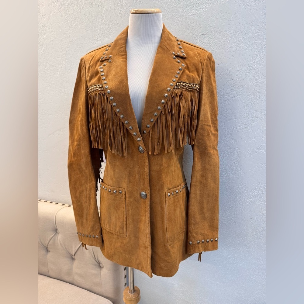 NWOT Cripple Creek Suede Genuine Leather Fringe Jacket M